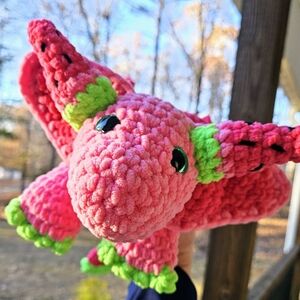 Hand Crochet Watermelon Dragon Plush